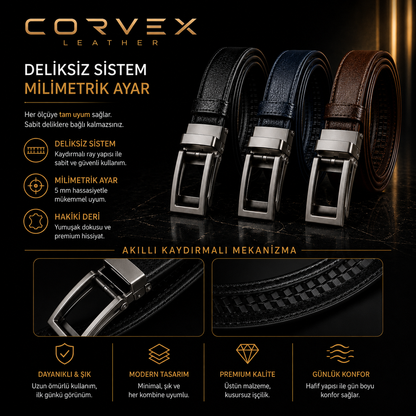 Corvex Premium Otomatik Hakiki Deri Kemer