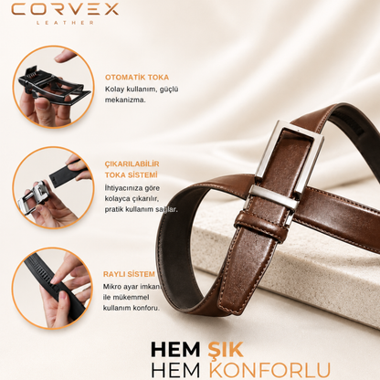 Corvex Premium Otomatik Hakiki Deri Kemer