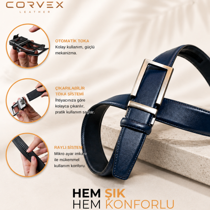 Corvex Premium Otomatik Hakiki Deri Kemer