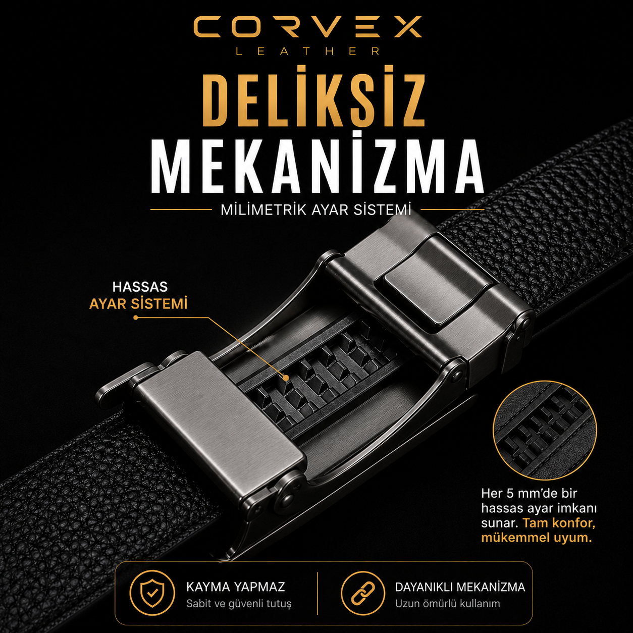 Corvex Premium Otomatik Hakiki Deri Kemer