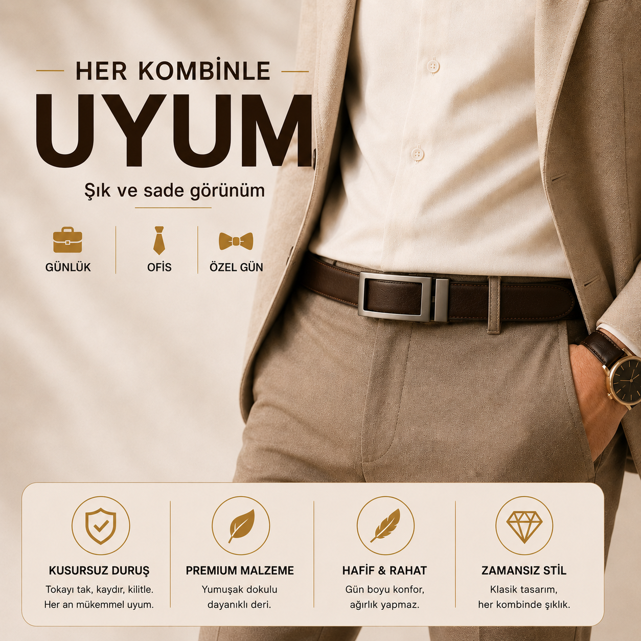 Corvex Premium Otomatik Hakiki Deri Kemer