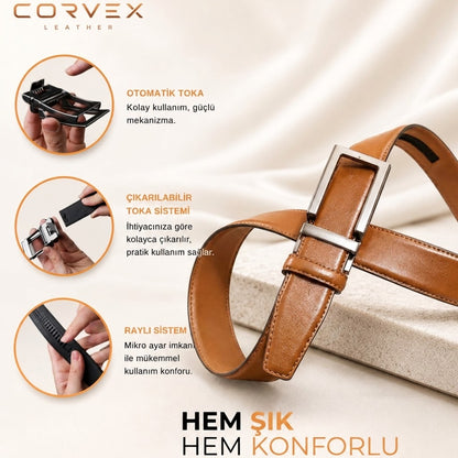 Corvex Premium Otomatik Hakiki Deri Kemer