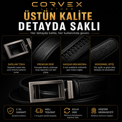 Corvex Premium Otomatik Hakiki Deri Kemer